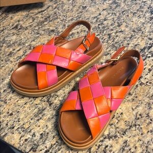 ALOHAS Orange and Pink Woven Sandals